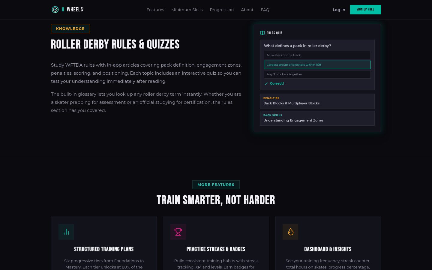 8 Wheels roller derby rules quiz