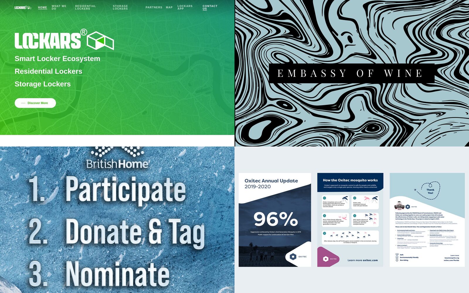 Work for Agency Brazil clients: Lockars, Embassy of Wine, British Home and Oxitec