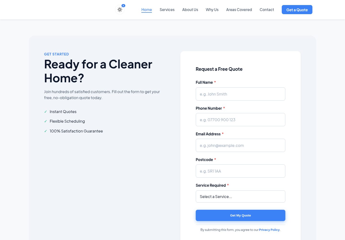 Free quote form on the Buddy&rsquo;s website