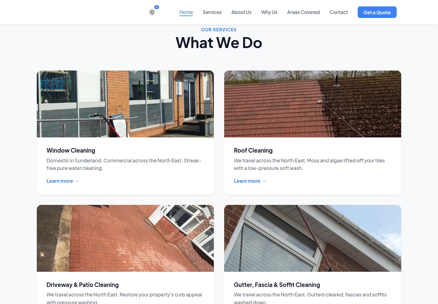 Buddy&rsquo;s services section on the home page