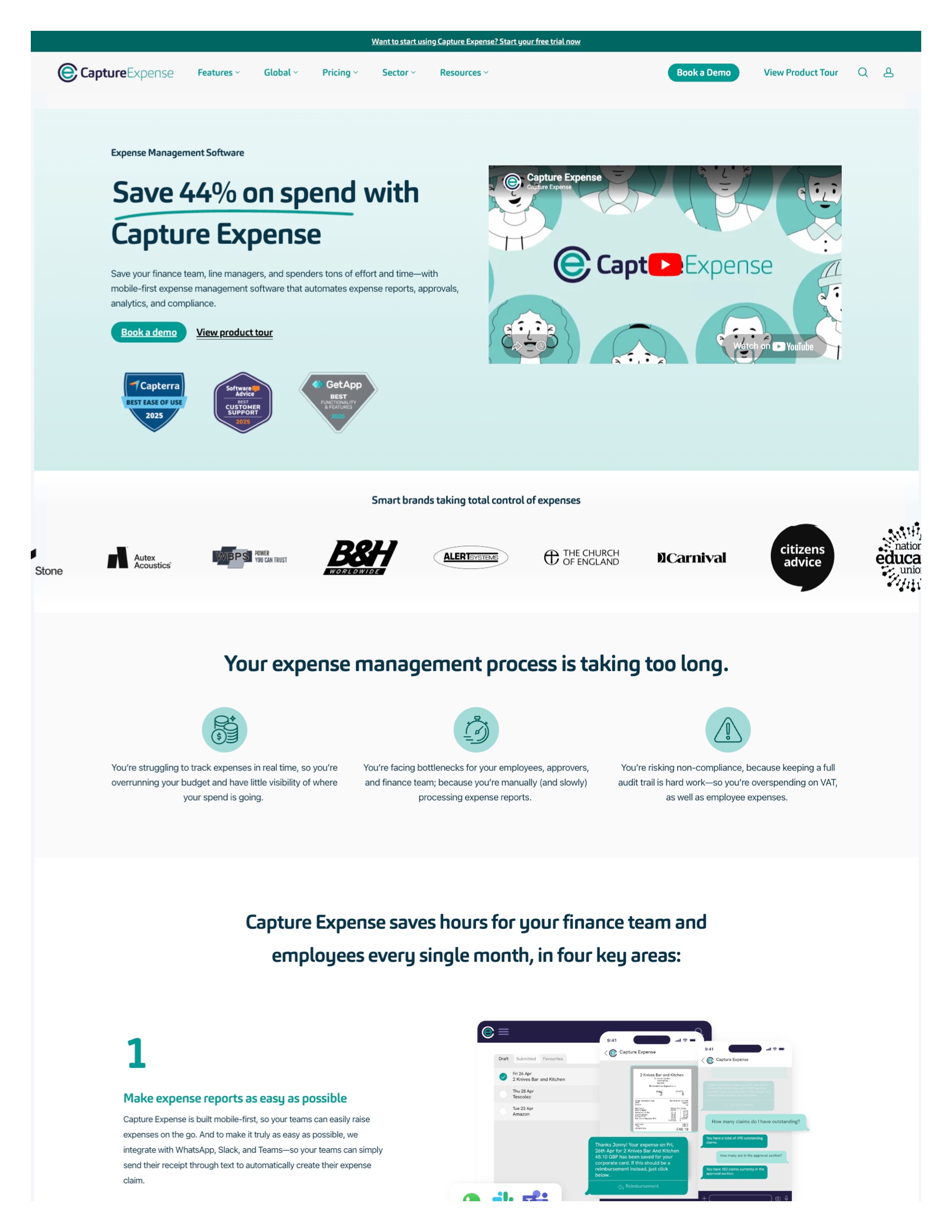 Capture Expense homepage full scroll