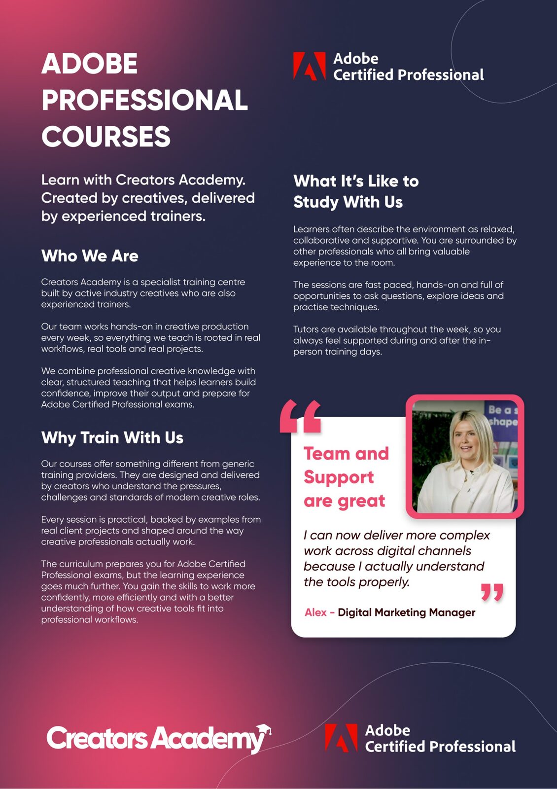 Syllabus page: Adobe professional courses