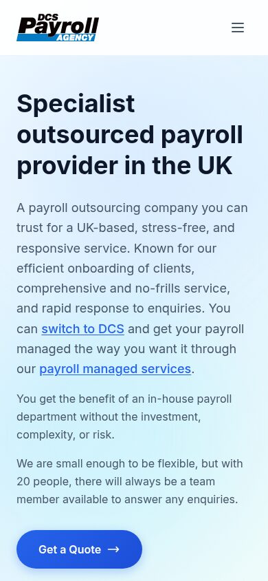 DCS Payroll website on mobile