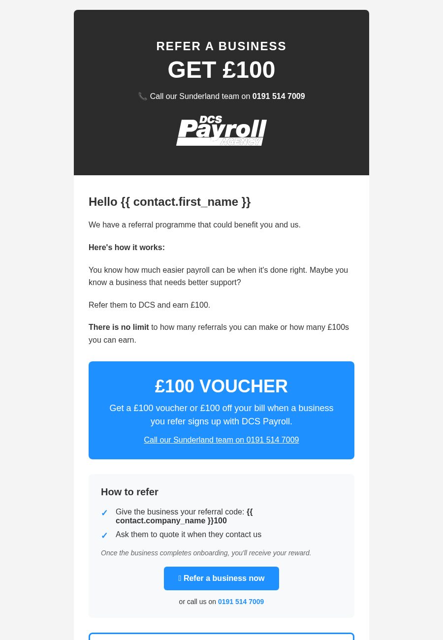 DCS Payroll refer a business email