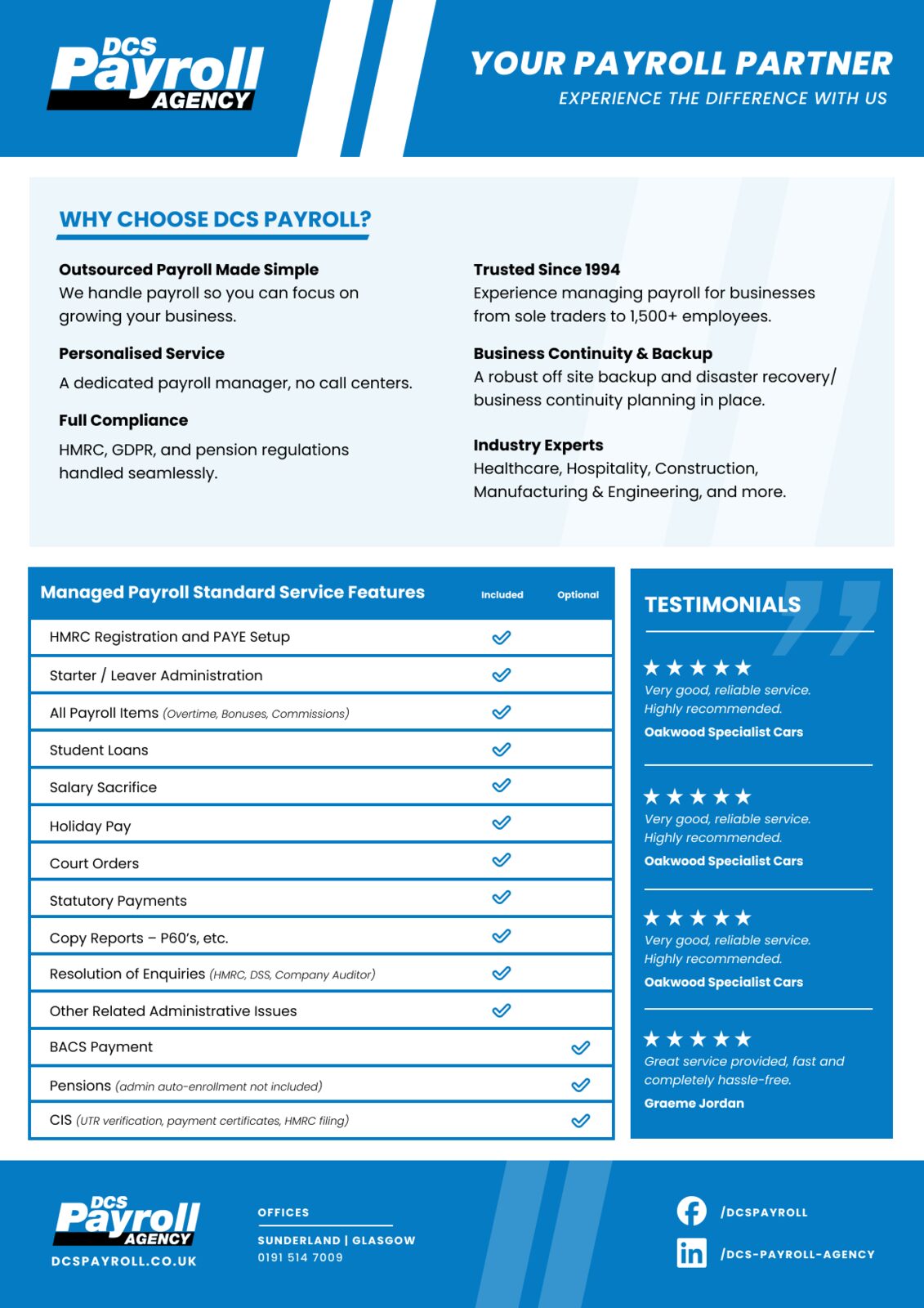 DCS Payroll A4 sales sheet