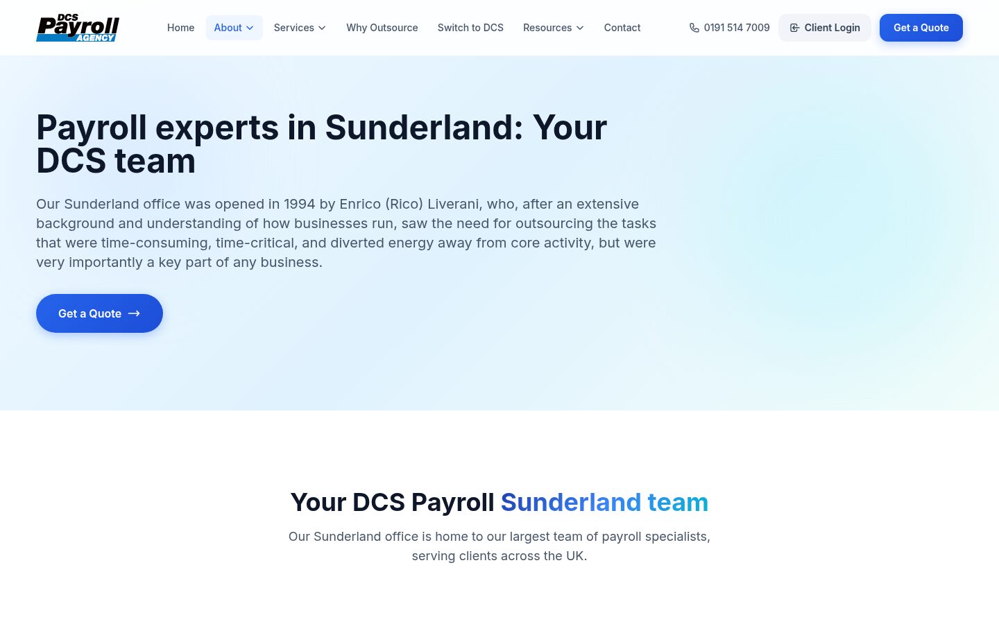DCS Payroll Sunderland team page