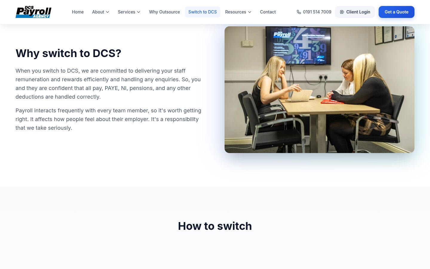 DCS Payroll switch to DCS page