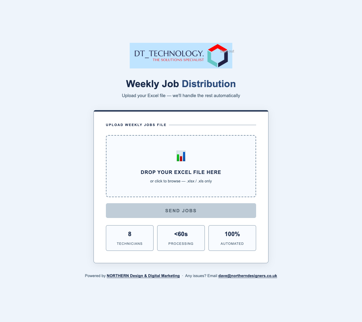 DTLPG weekly job distribution upload page