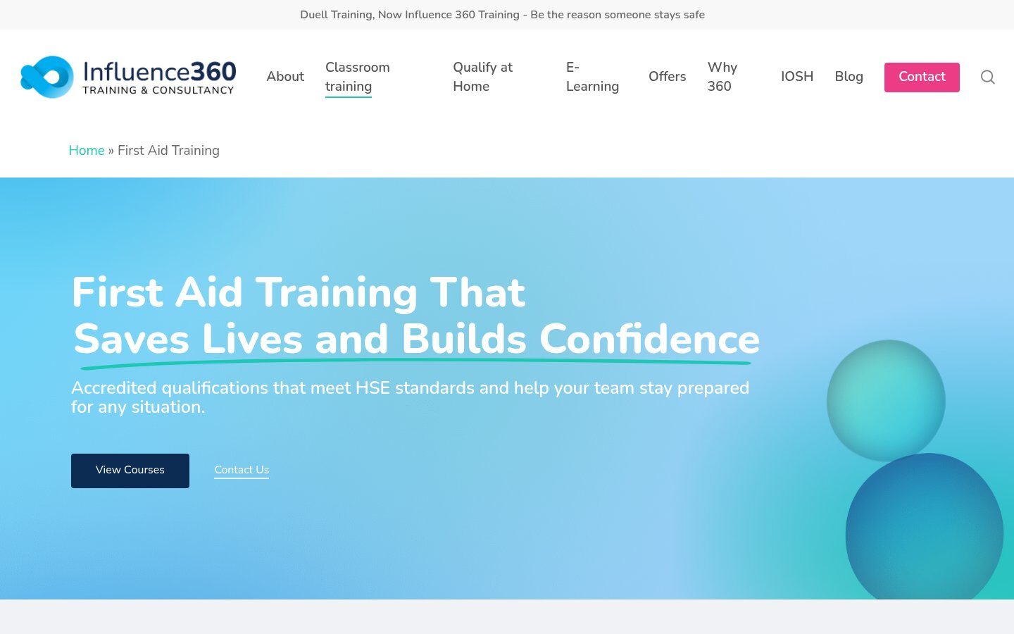 First aid training category page