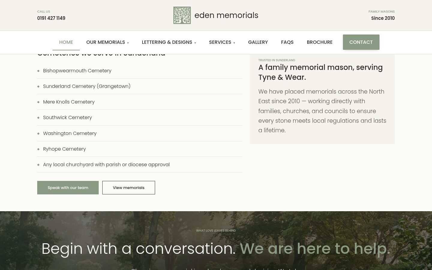 Eden Memorials Sunderland area page