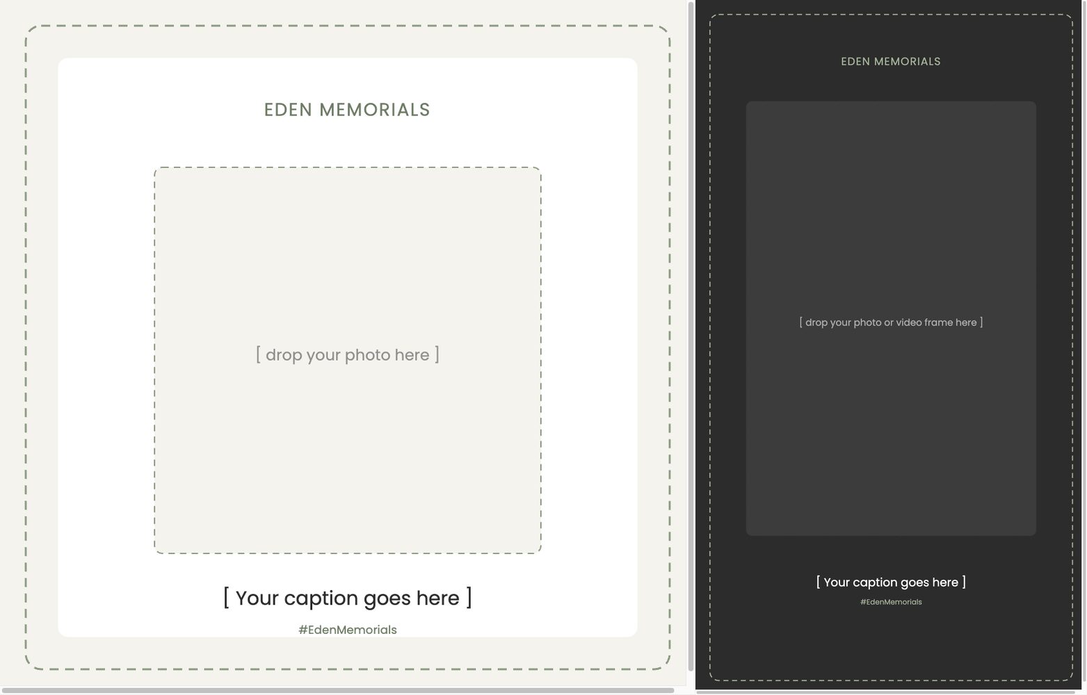 Eden Memorials Instagram post and story templates