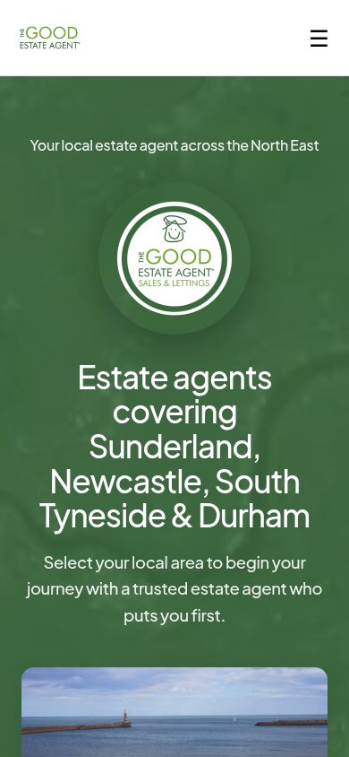 The Good Estate Agent homepage on mobile