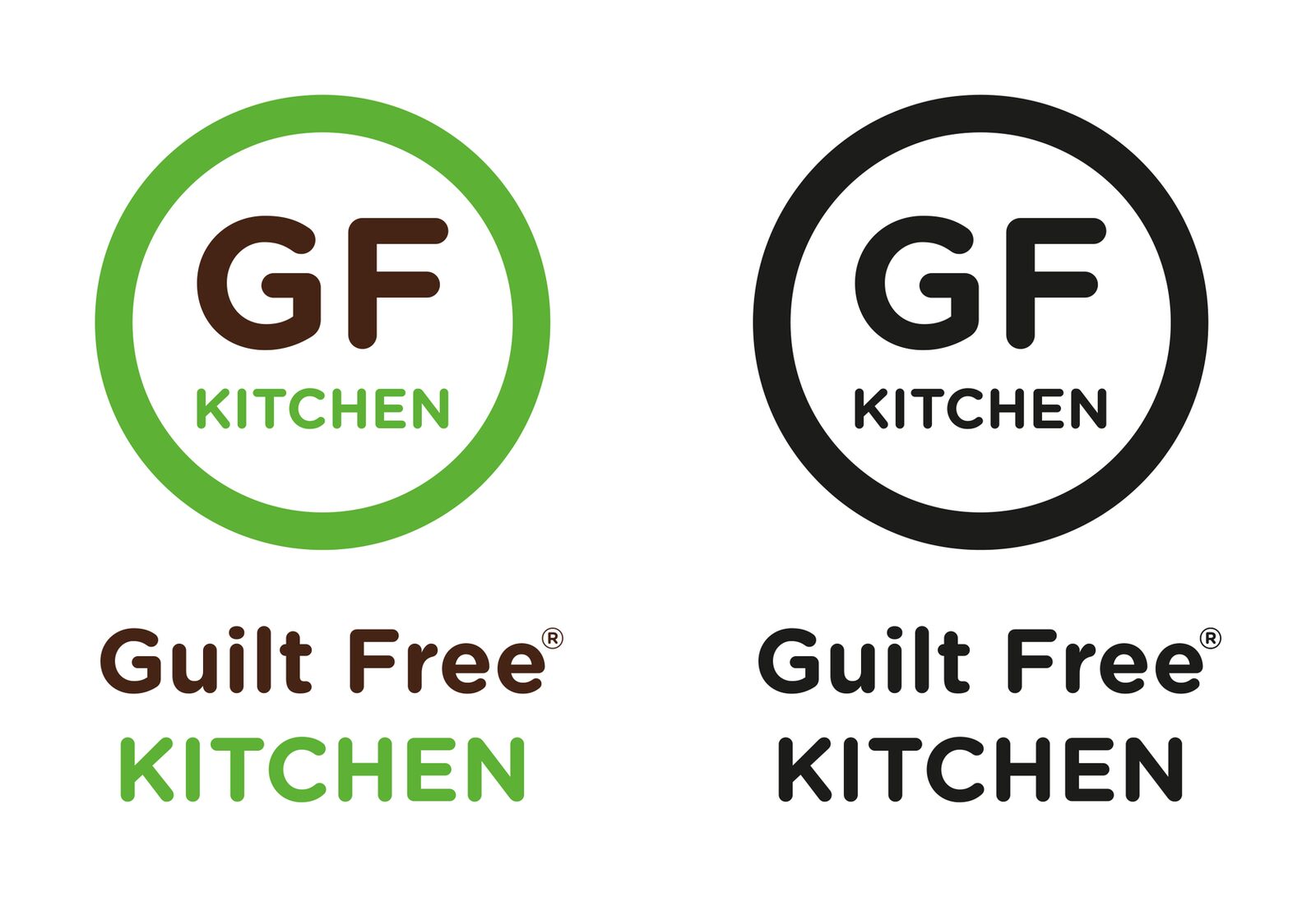 GF Kitchen logo in full colour and black
