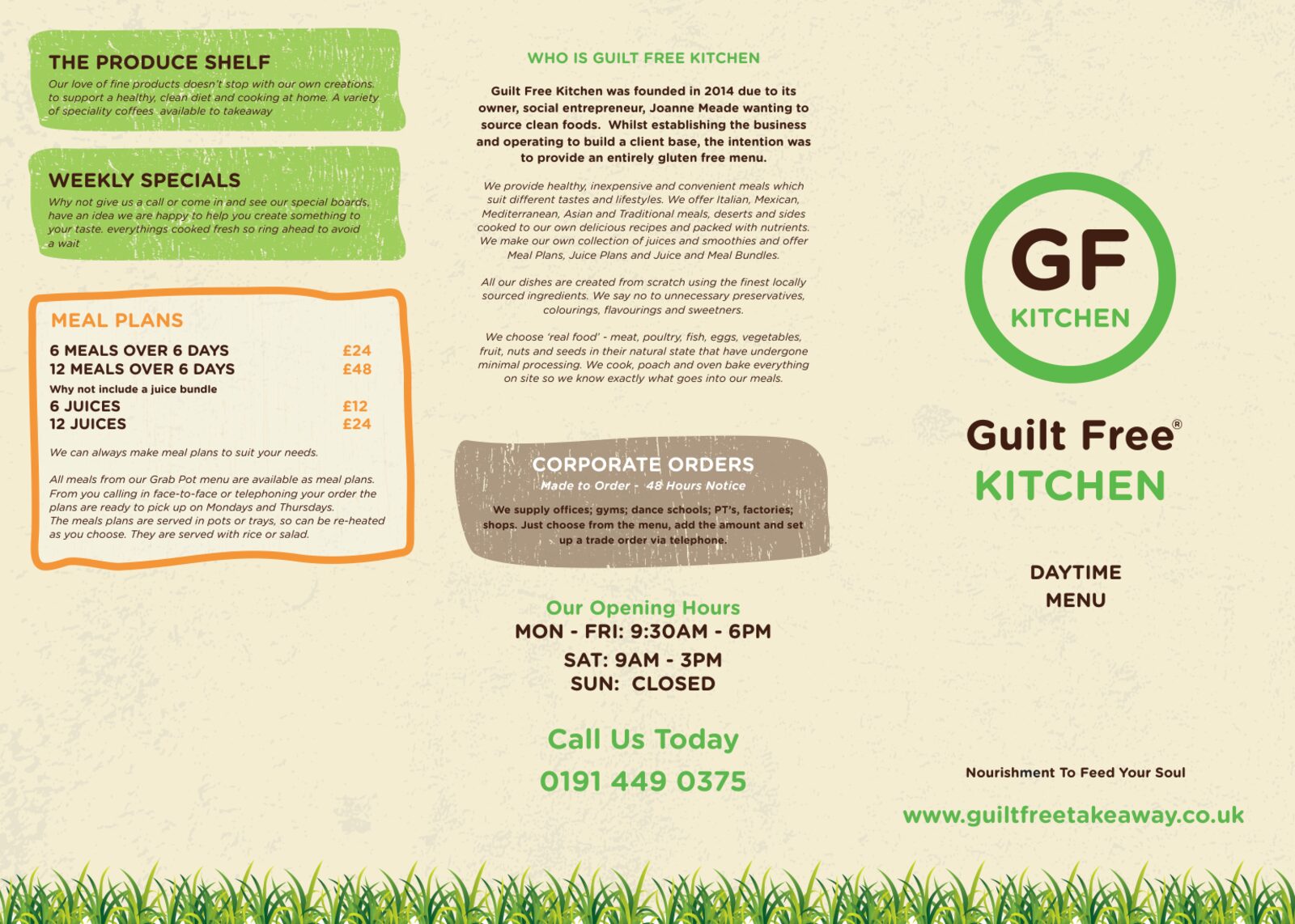 October 2017 version of the menu cover