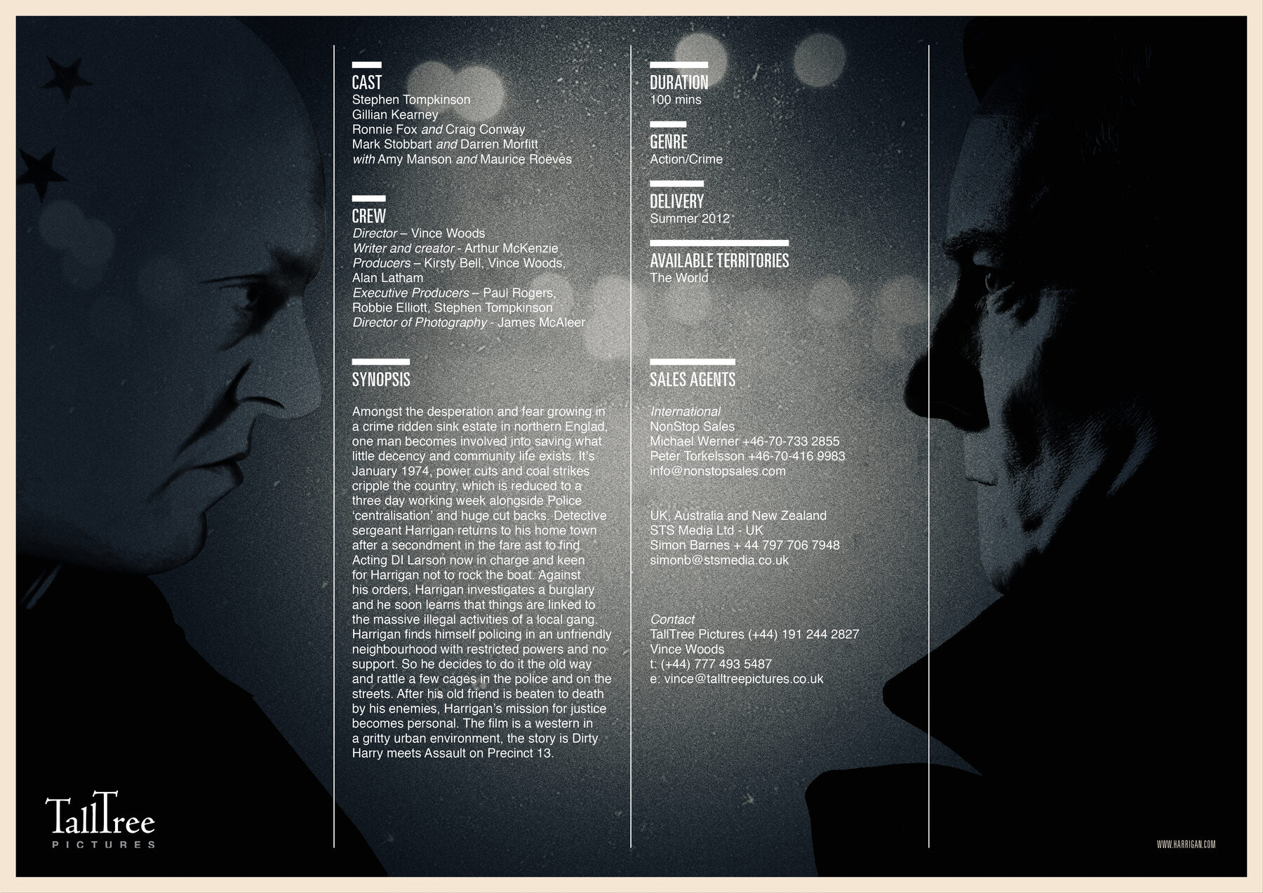 Harrigan film poster, back with credits