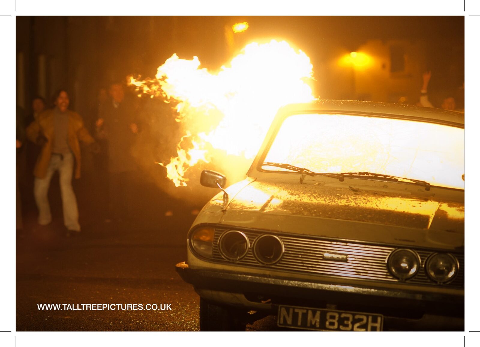 Harrigan press pack still, burning car