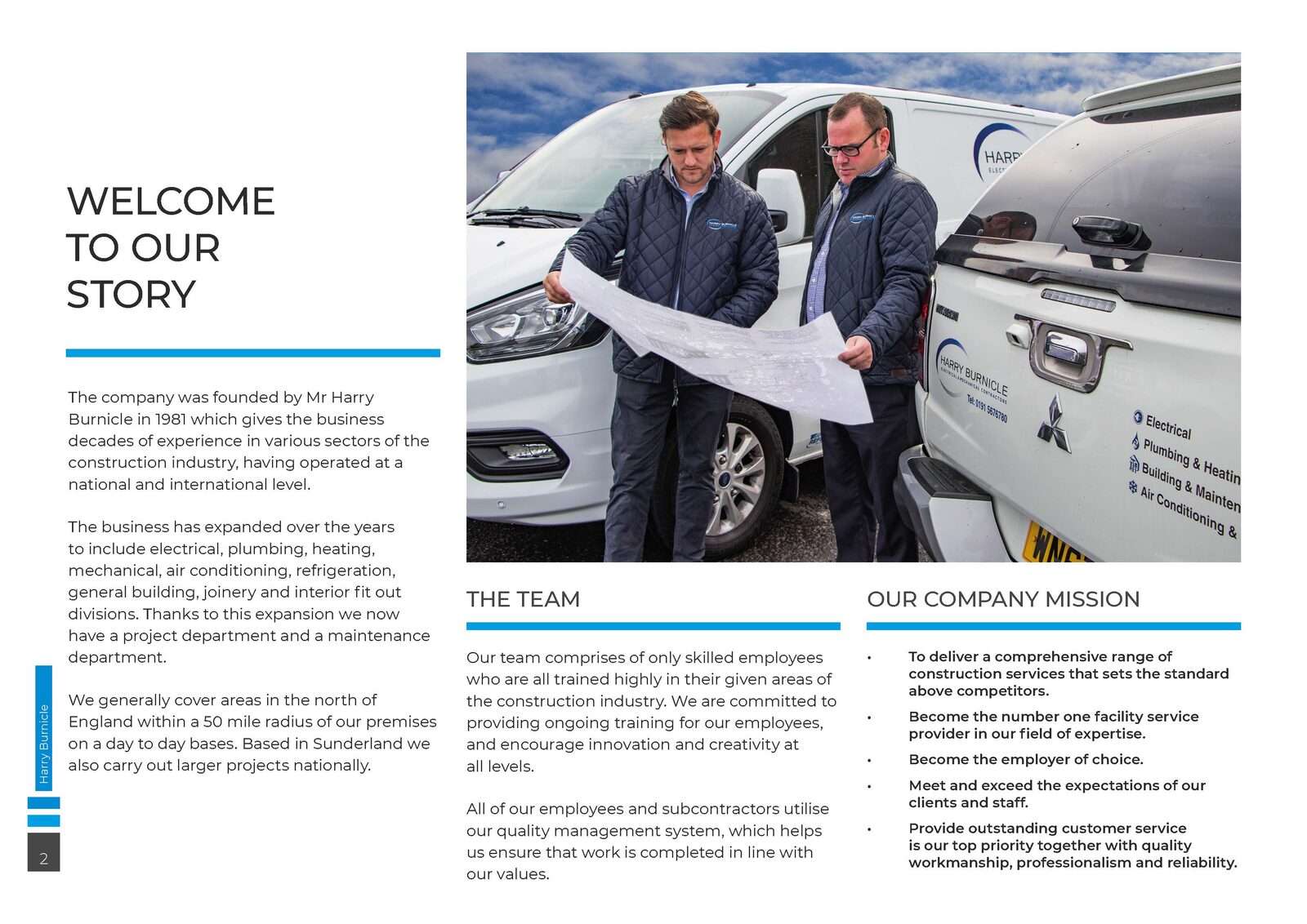 Harry Burnicle brochure company story spread