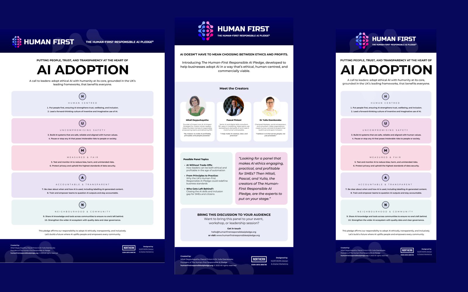 Human First pledge poster, e-flyer and digital pledge