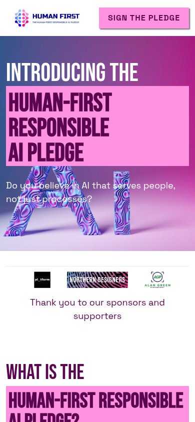 The pledge website on mobile