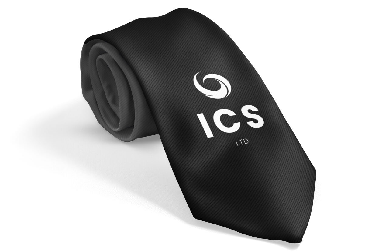 ICS monogram on a tie mockup