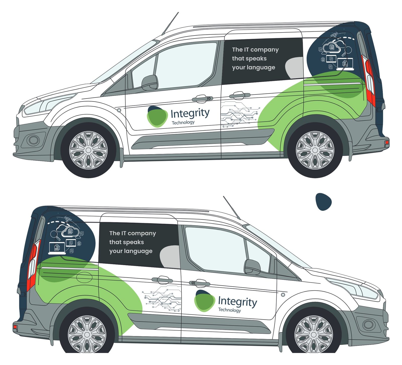 Integrity Technology white van livery, side views