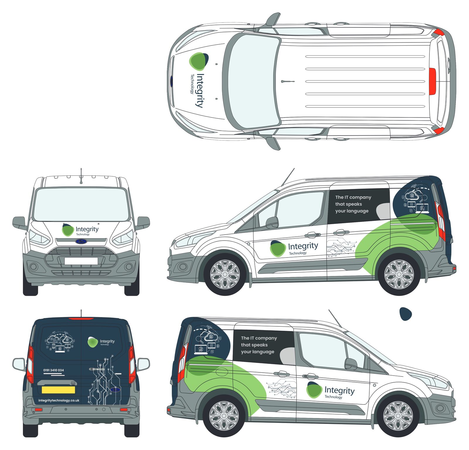 Integrity Technology white van livery, all views