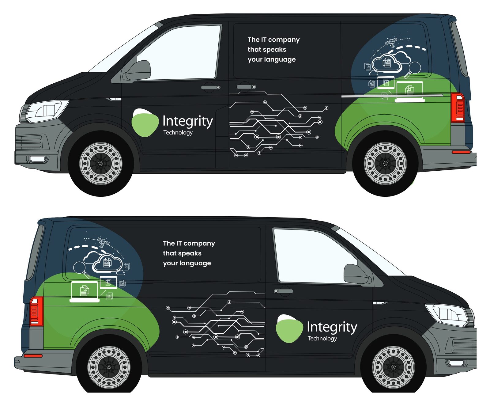 Integrity Technology dark van livery, side views