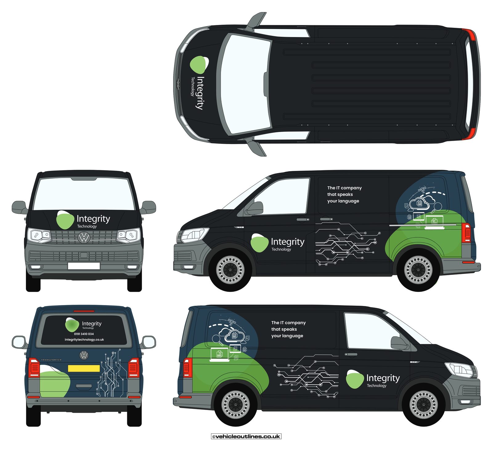 Integrity Technology dark van livery, all views