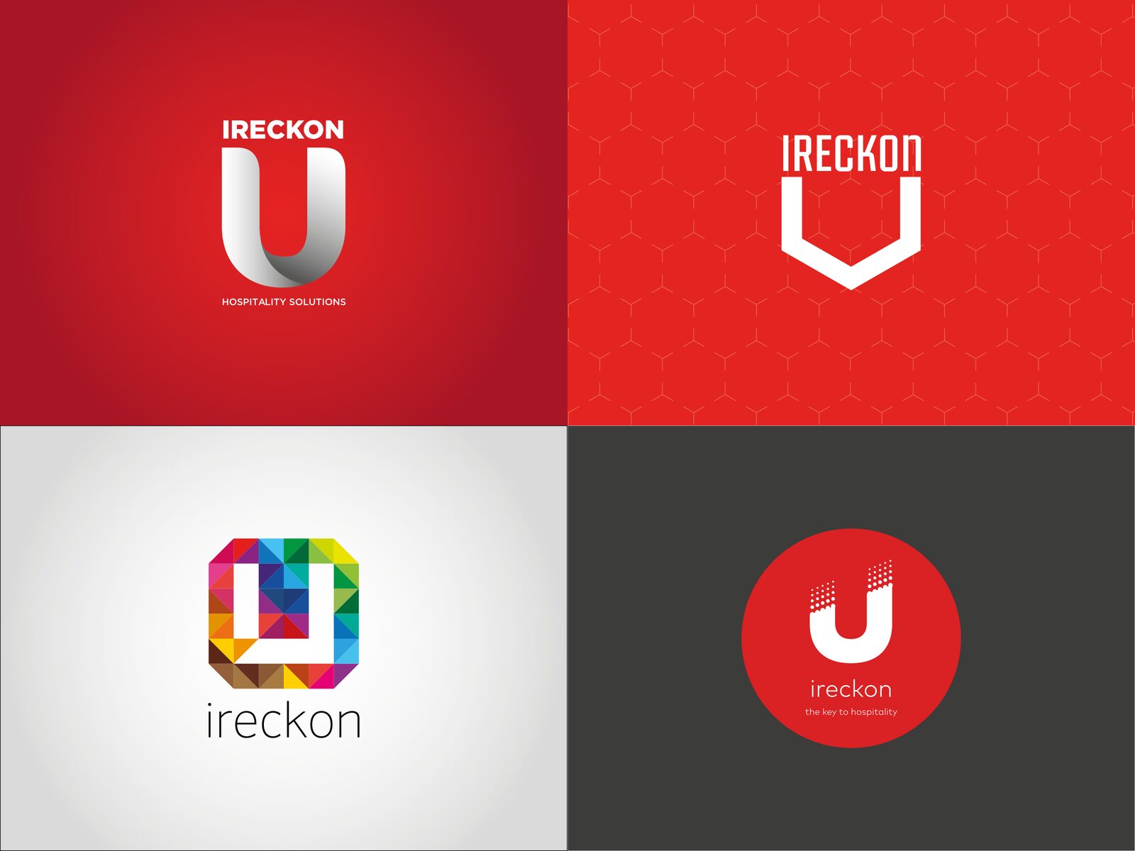 Four IRECKONU logo concepts