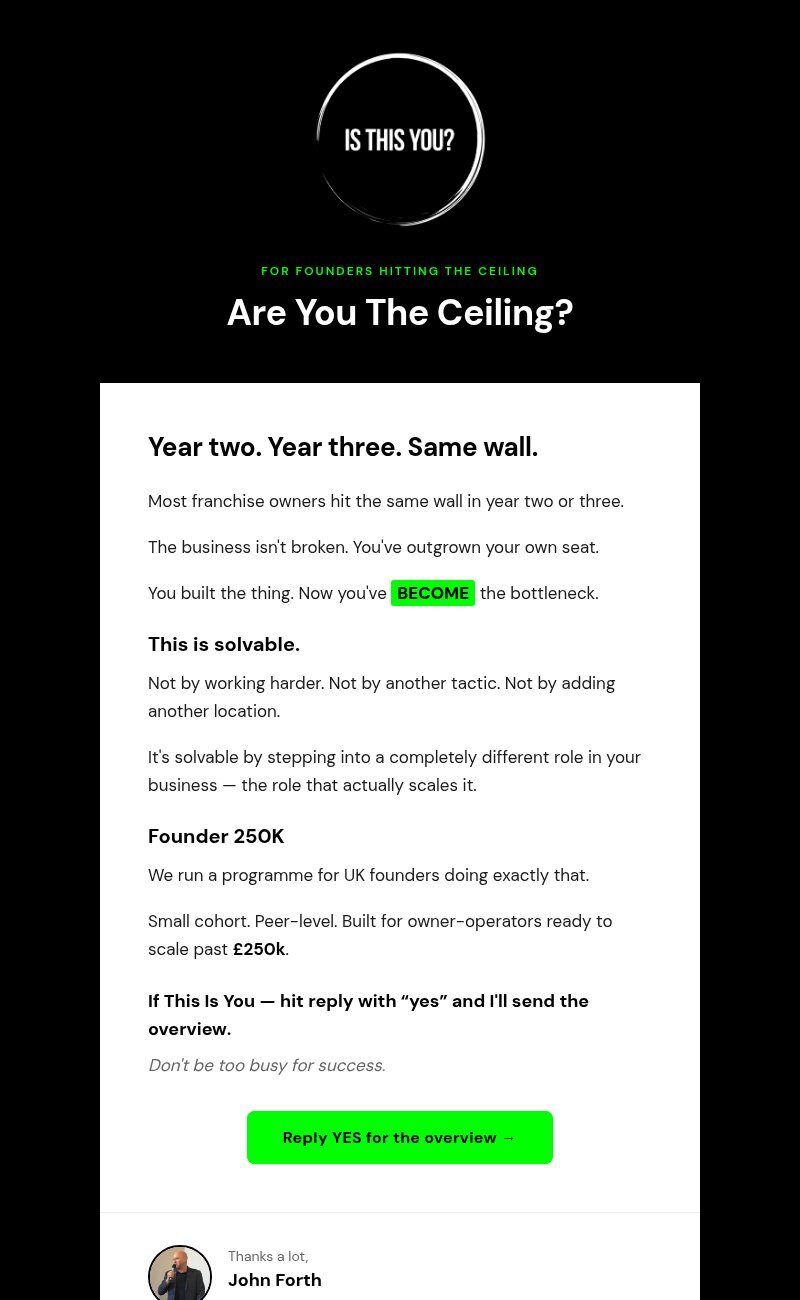 Founder sequence email template