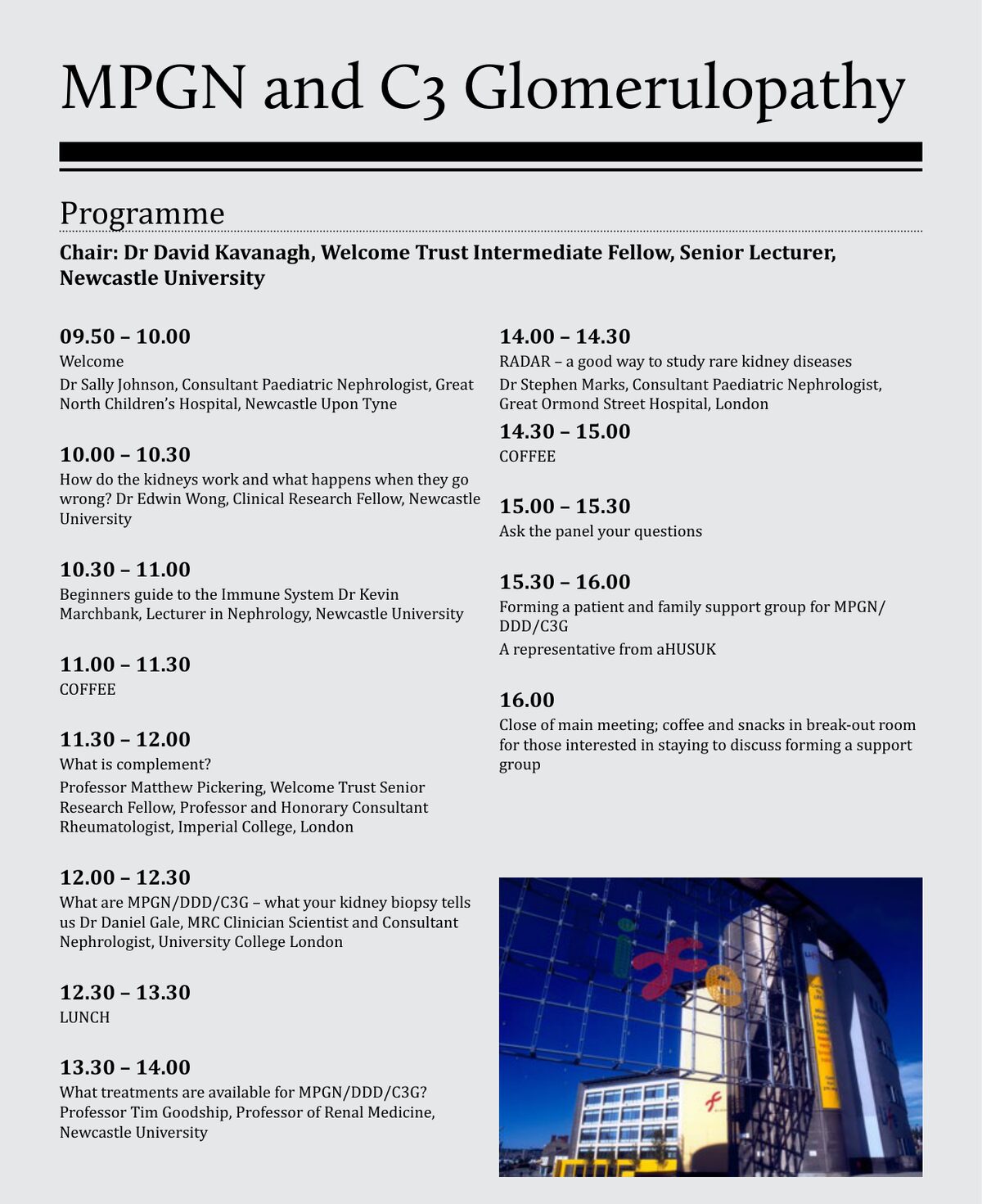 Flyer back page with the full timetable