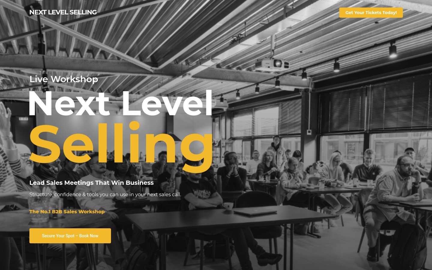 Next Level Selling landing page hero