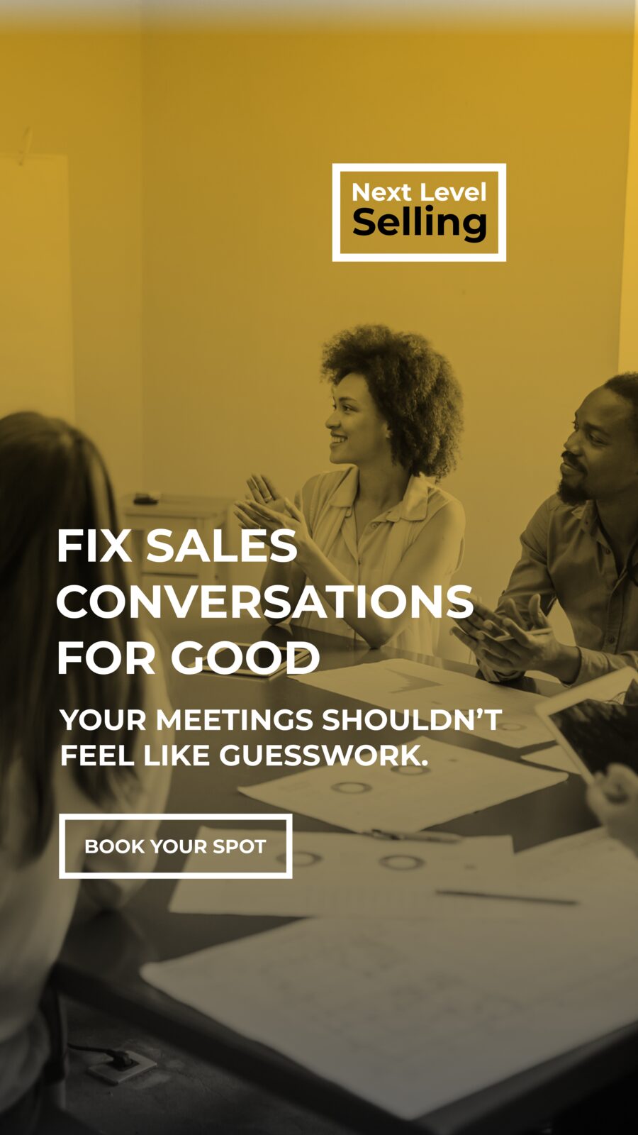 Next Level Selling vertical ad: Fix sales conversations