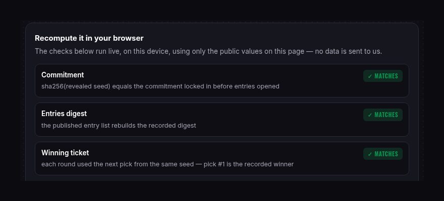Draw proof widget recomputing the result in the browser
