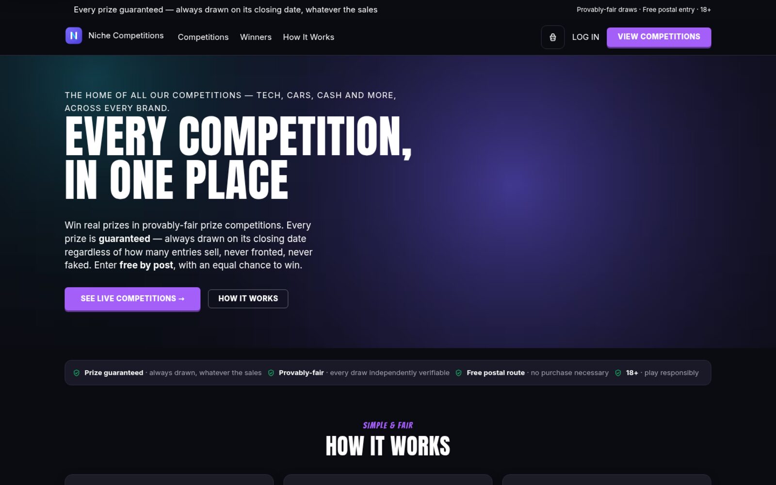 Niche Competitions homepage