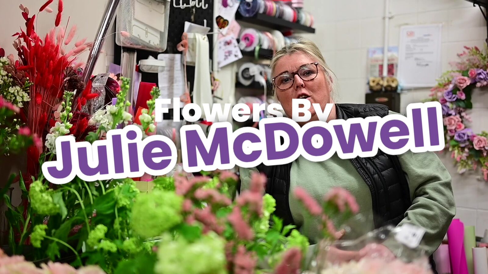 Florist interview with animated name title
