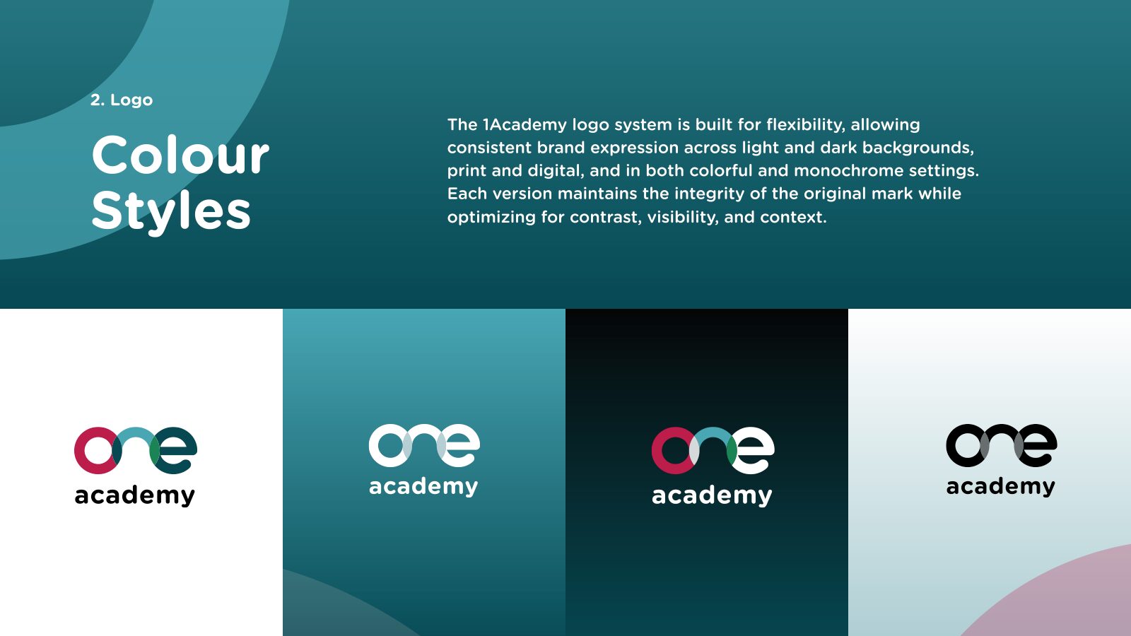 One Academy logo colour styles
