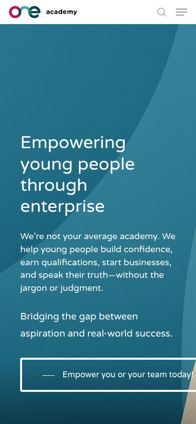 One Academy website on mobile