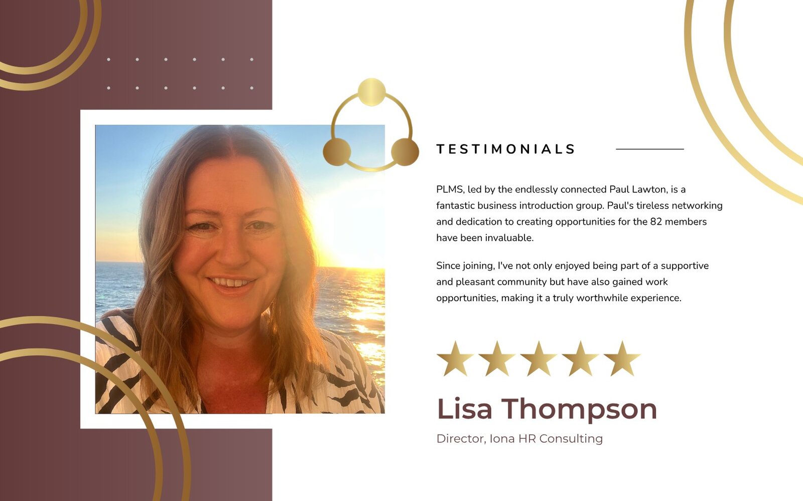 PLMS booklet testimonial page