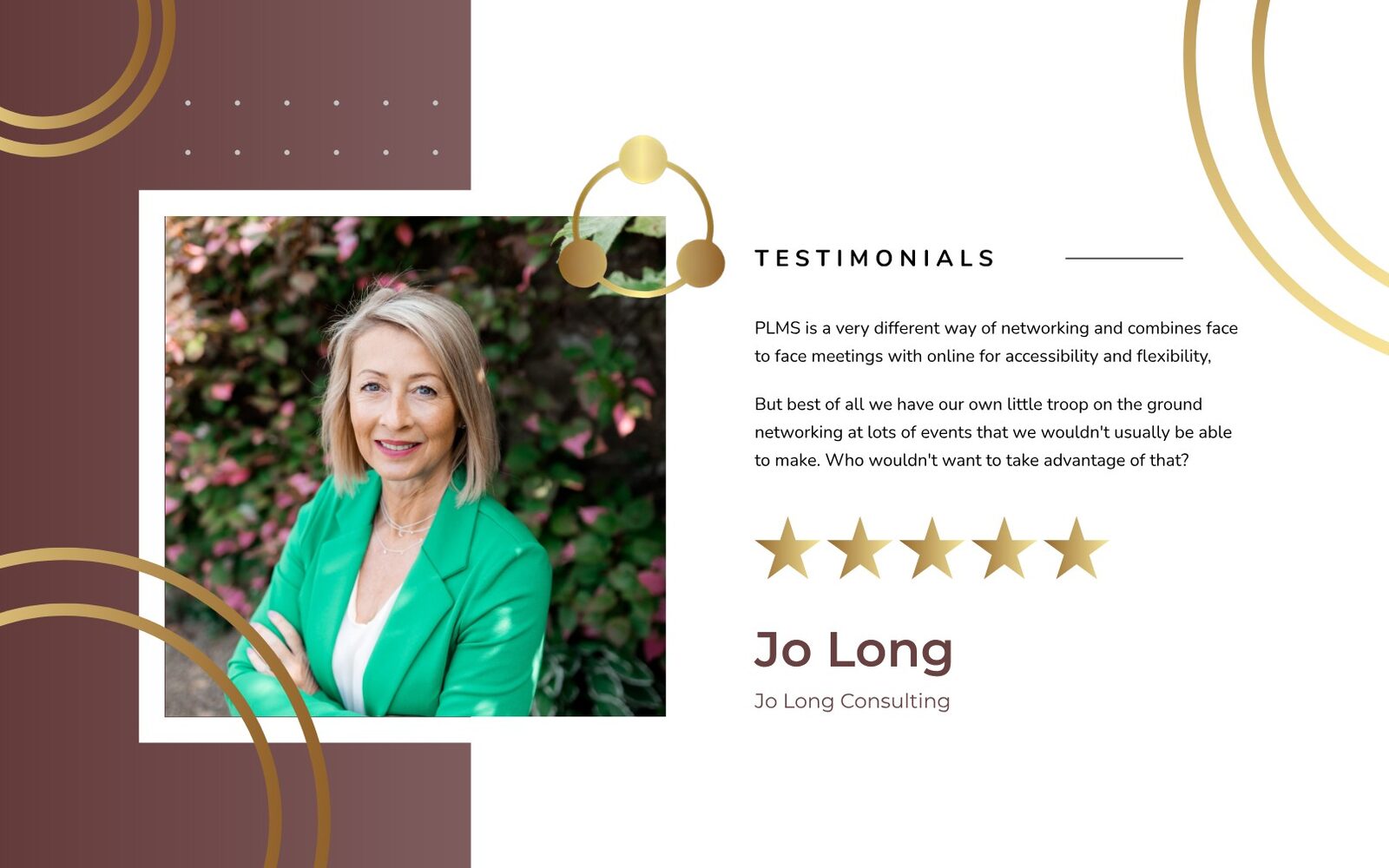 PLMS booklet testimonial page