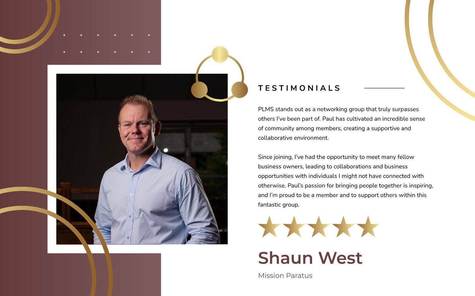 PLMS booklet testimonial page
