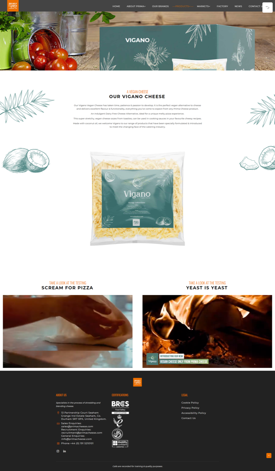 Prima Cheese — Vigano brand page