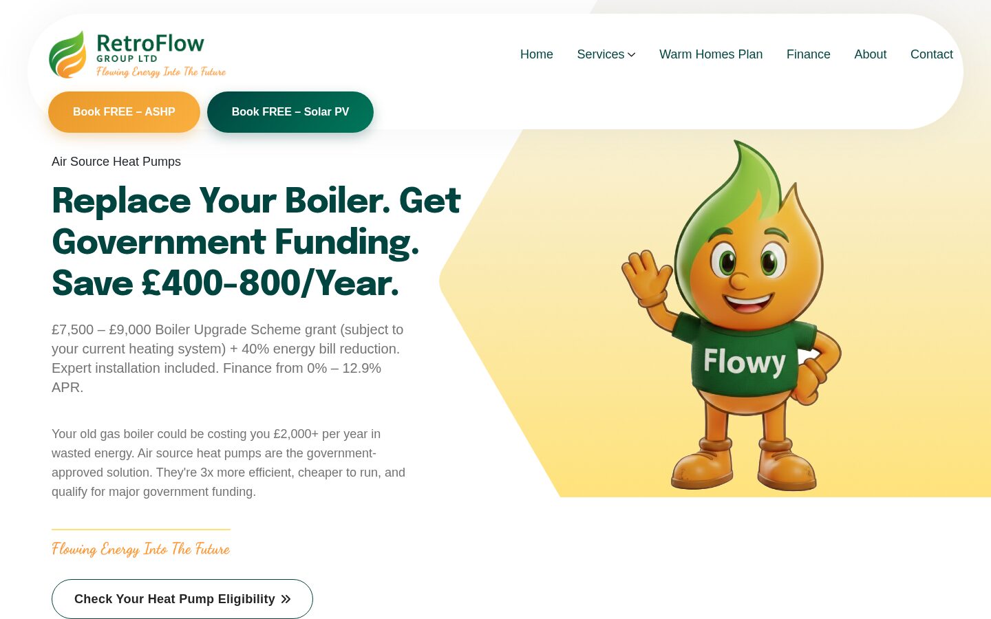 RetroFlow air source heat pumps page