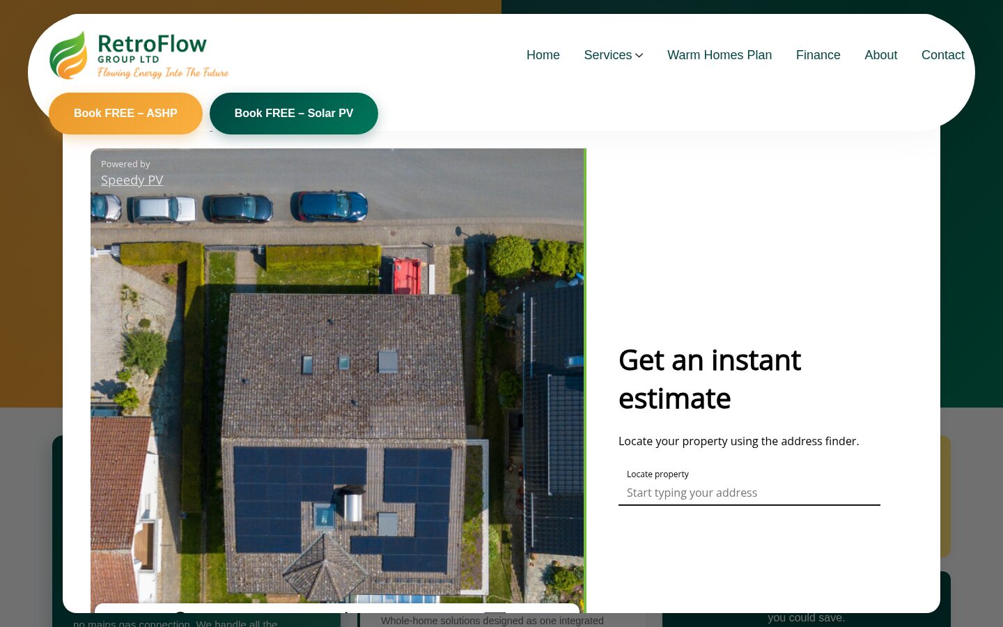 Solar estimate popup with address finder