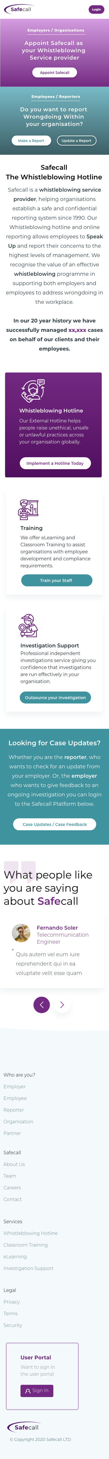 Safecall Mobile responsive