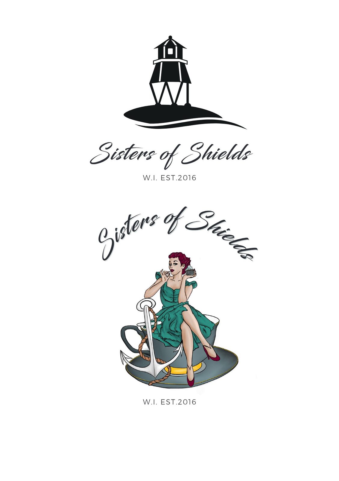 Logo sheet with lighthouse and illustrated badge