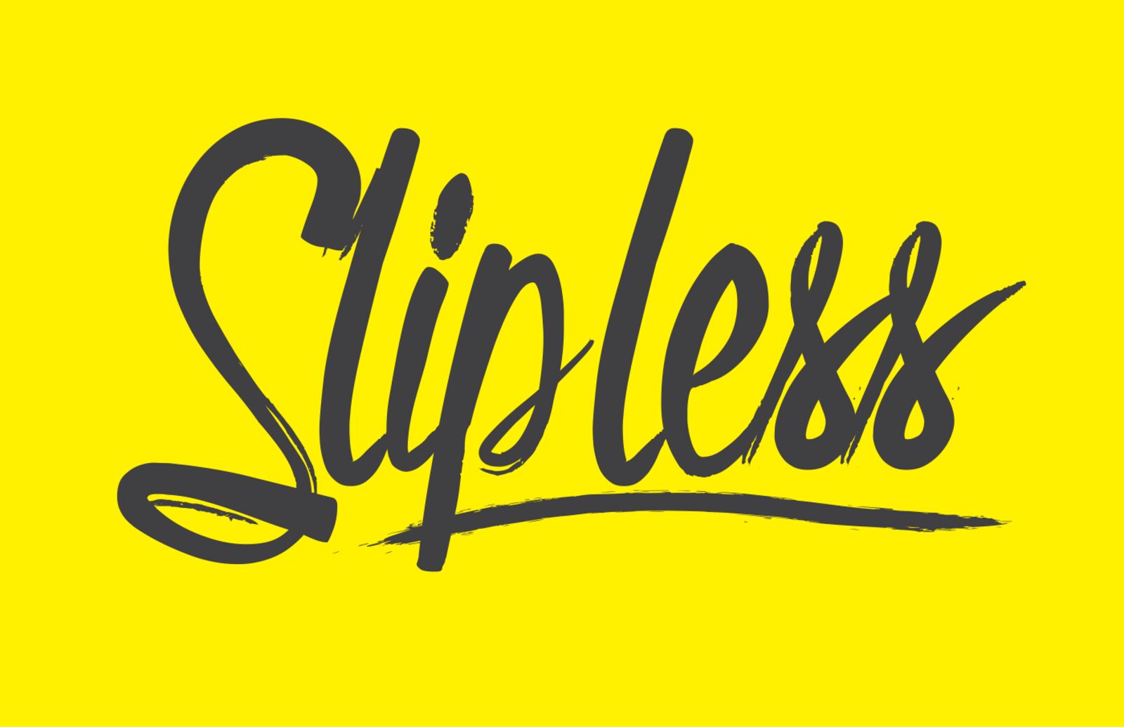 Slipless brush-script logo on yellow