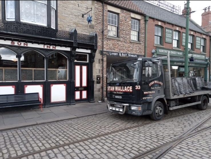 Stan Wallace lorry on a cobbled street