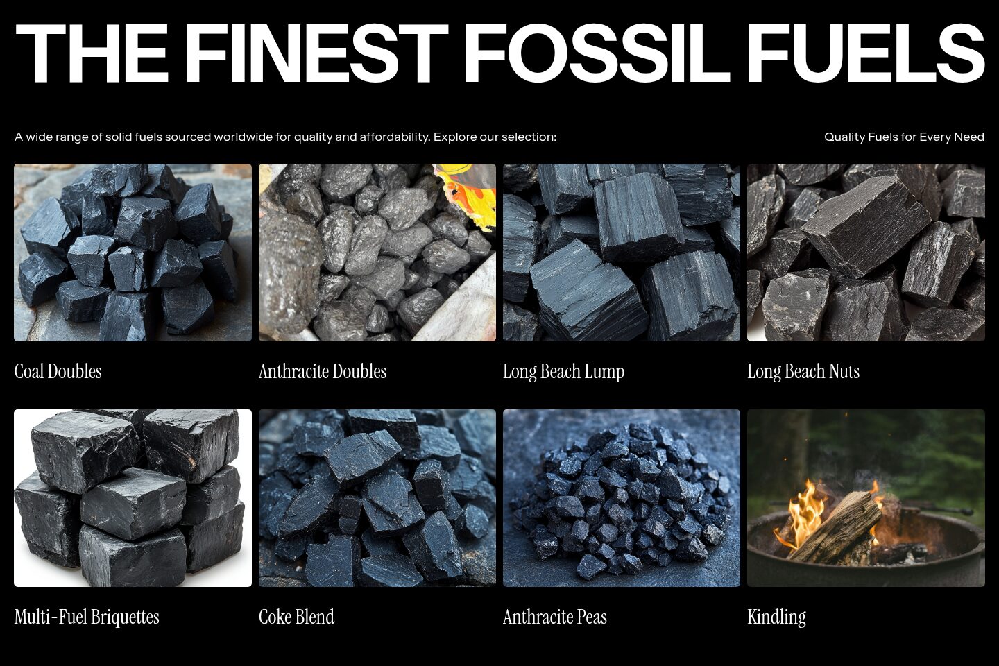 Stan The Coal Man website, fuel range
