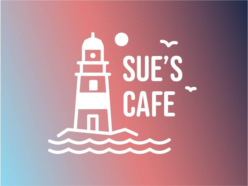 Logo concept: lighthouse on a sunset gradient